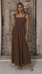 Carlina Tiered Maxi Dress - Chocolate