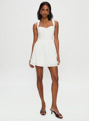 Zolena Halter Mini Dress White