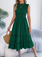 Smocked Sleeveless Tiered Dress