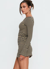 Bryanna Long Sleeve Mini Dress Yellow / Navy