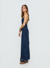 Ariadne Scoop Backless Maxi Dress Navy Burnout