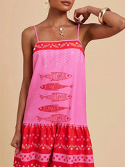 Printed Spaghetti Strap Mini Dress