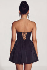 Corset Tulle Mini Dress in Jet Black