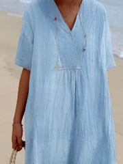 Casual Loose Short Sleeve Midi Dress