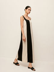 Cotton & Linen Striped Sleeveless Dress