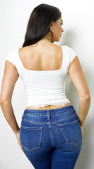 Solace Lace Trim Cap Sleeve Top - White