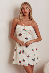 Clara Gathered Bust Mini Dress Rose Beige
