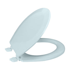 Bath Bliss Beveled Wood Standard Round Toilet Seat-Light Blue