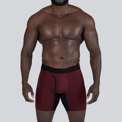 Boxer Brief Fly - Burgundy & Black - Bamboo Underwear