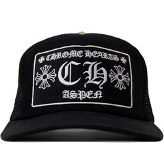 Authentic Chrome Hearts Chrome Hearts Aspen Exclusive Trucker Black Hat – front view