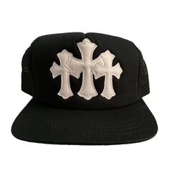 Authentic Chrome Hearts Chrome Hearts Cemetery Trucker Black Hat – front view