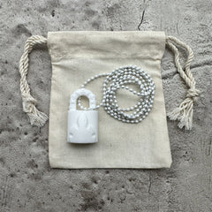 Chrome Hearts Silichrome Padlock Pendant Necklace White – necklace front view