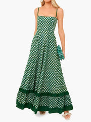 Checkered Spaghetti Strap Maxi Dress