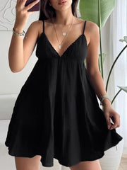 V-Neck Tiered Mini Dress