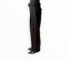 Ganni Wide Leg Pleat Front Pants - Black - Size 38