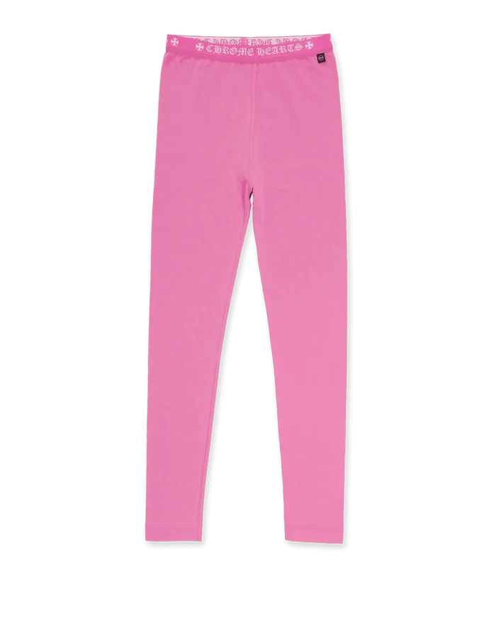 Authentic Chrome Hearts Pink Chrome Heart Leggings – pants front view