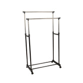 Simplify Double Tier Adjustable Height Clothes Rack with Wheels