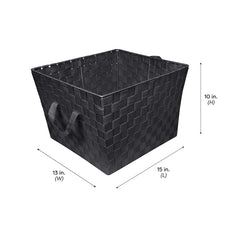 Simplify Large 15" Woven Strap Storage Bin-Black
