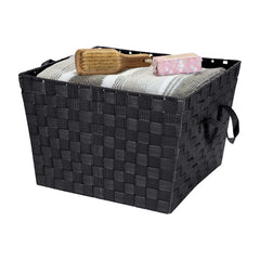 Simplify Large 15" Woven Strap Storage Bin-Black