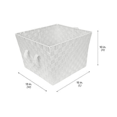 Simplify Large 15" Woven Strap Storage Bin-Heather Gray