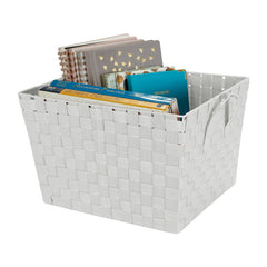 Simplify Large 15" Woven Strap Storage Bin-Heather Gray