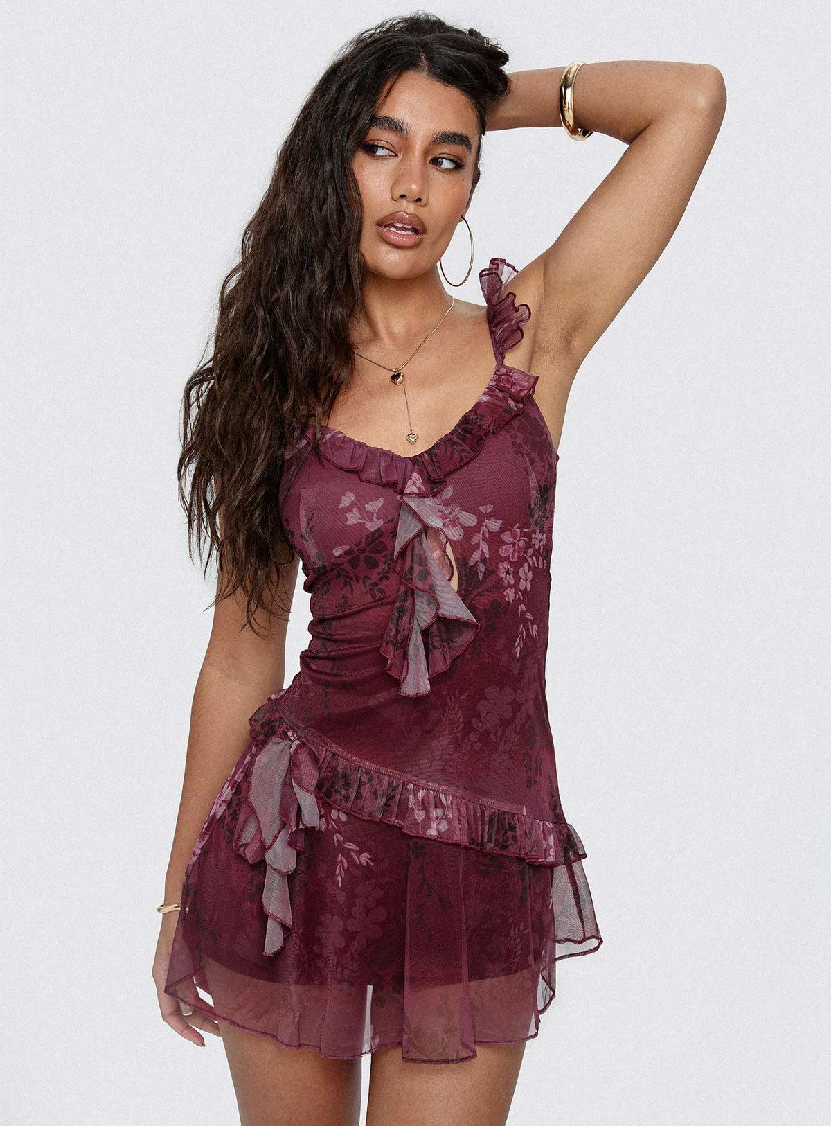 Ballad Floral Ruffle Mini Dress Multi