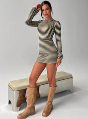 Bryanna Long Sleeve Mini Dress Yellow / Navy