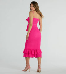 Bold Babe Cutout Ruffle Hem Chiffon Midi Dress
