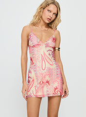 Taisie V-neck Mini Dress Paisley Multi