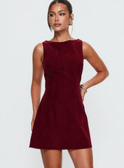 Alfalfa Corduroy Mini Dress Cherry