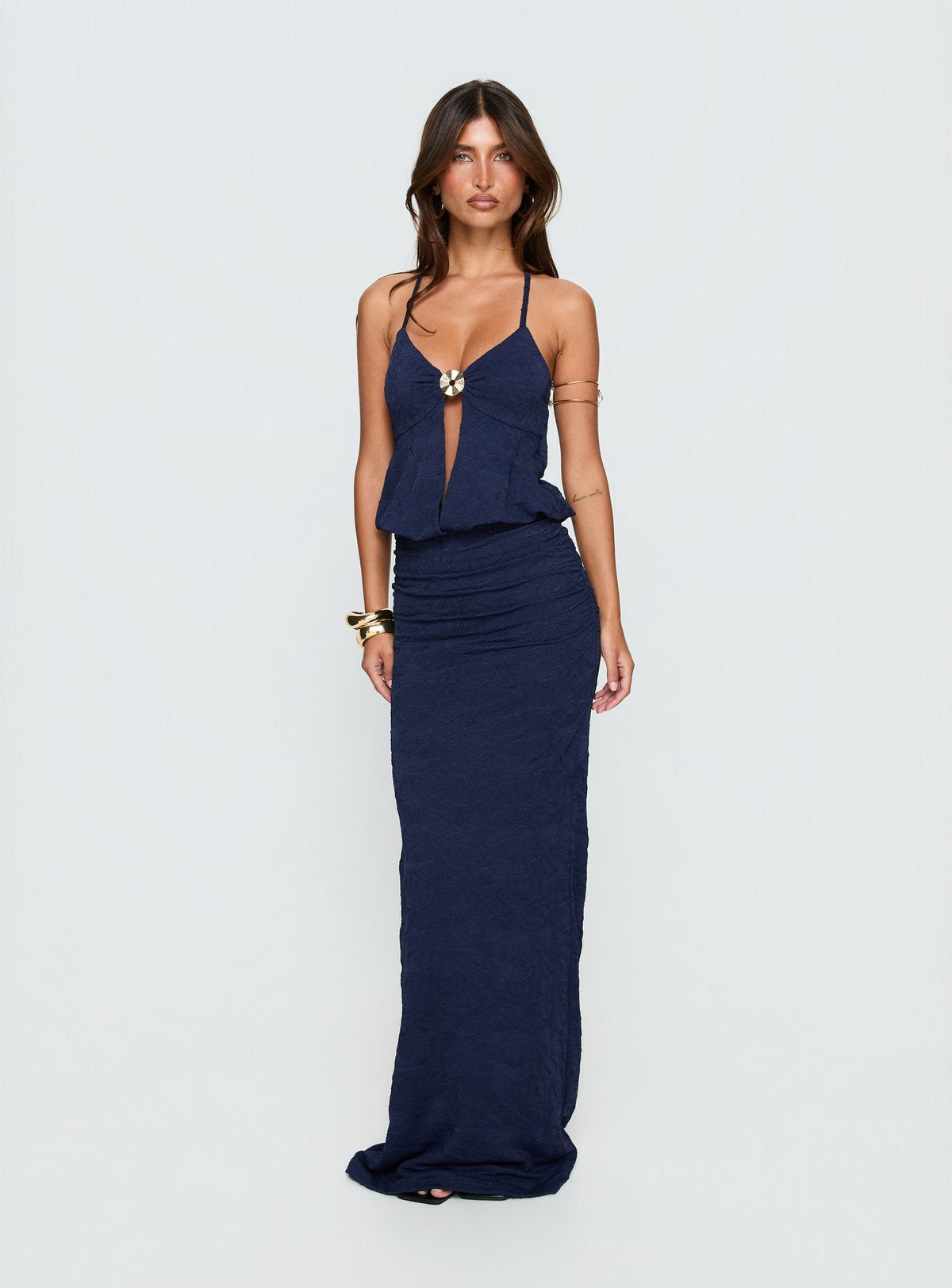 Sungold Halter Maxi Dress Navy