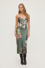 Aimee V Neck Maxi Dress-Dark Flowers