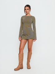Bryanna Long Sleeve Mini Dress Yellow / Navy
