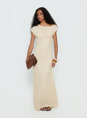 Break My Soul Knit One Shoulder Maxi Dress Beige
