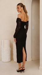 Kylie Maxi Dress Long Sleeve - Black