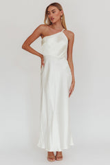 Aubrianna One-Shoulder Strappy Back Dress White