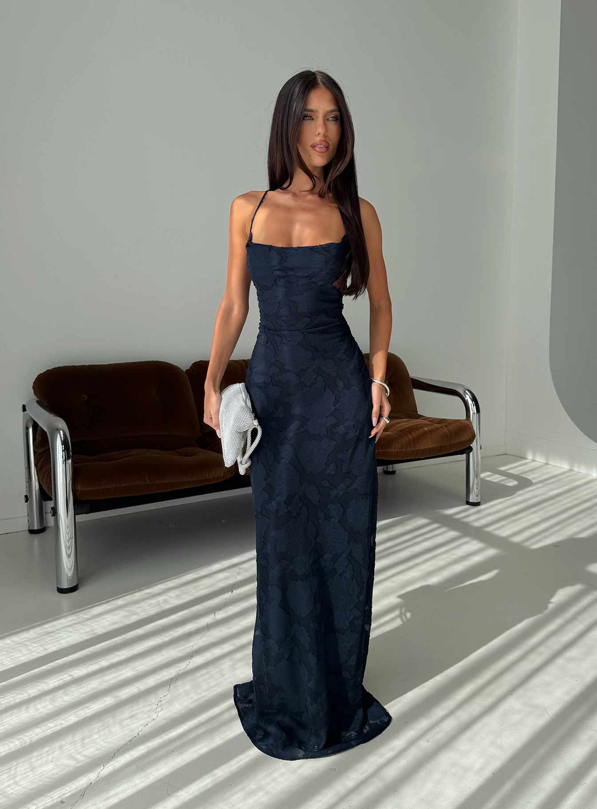 Celena Maxi Dress Navy Burnout