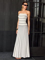 Strapless Striped Maxi Dress