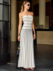 Strapless Striped Maxi Dress