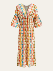 Jacquard Print V-Neck Dress