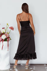 Buona Sera Hem Decoration Midi Dress Black