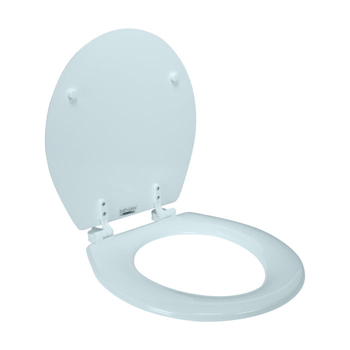 Bath Bliss Beveled Wood Standard Round Toilet Seat-Light Blue