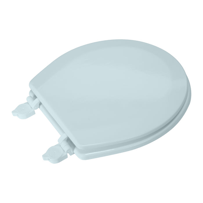 Bath Bliss Beveled Wood Standard Round Toilet Seat-Light Blue