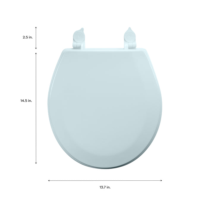 Bath Bliss Beveled Wood Standard Round Toilet Seat-Light Blue