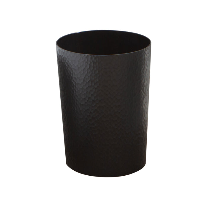 Bath Bliss Hammered Round Trash Bin-Black