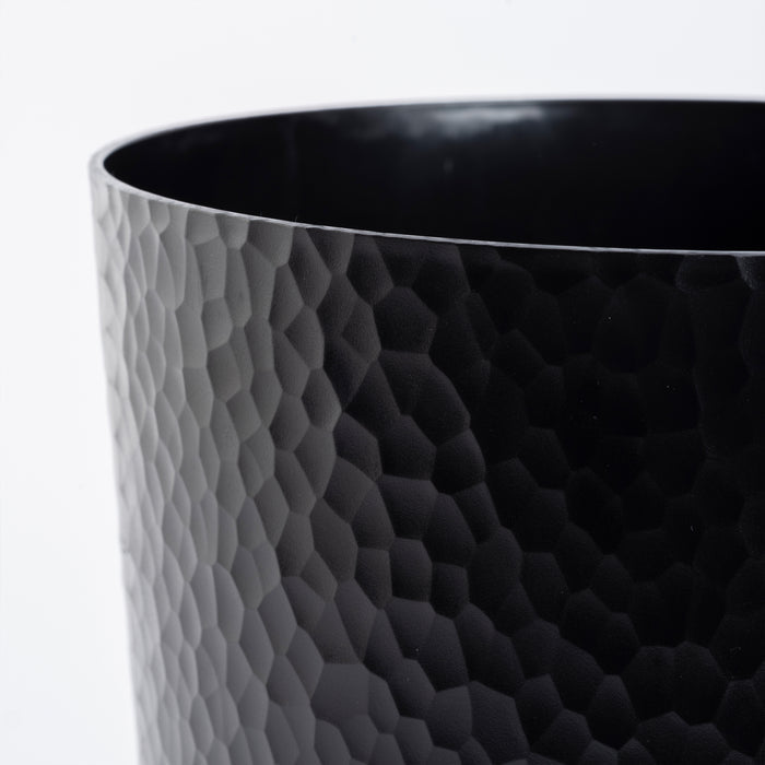 Bath Bliss Hammered Round Trash Bin-Black