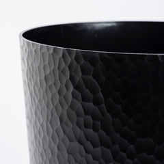 Bath Bliss Hammered Round Trash Bin-Black