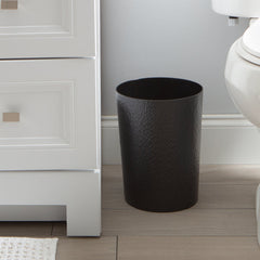 Bath Bliss Hammered Round Trash Bin-Black