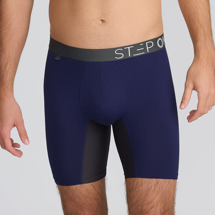 [EXP-A] Boxer Brief Dark Blue Men's Underwear with Black Panels - Model:Angus