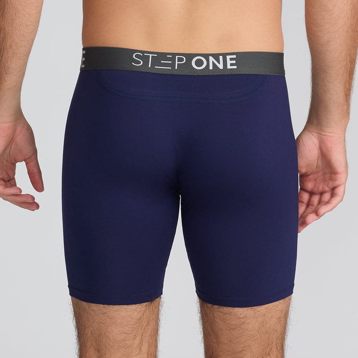 Boxer Brief Dark Blue Men's Underwear with Black Panels - Model:Angus